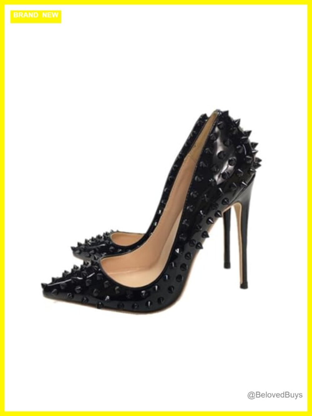 Minishion Women's Studded Rivet Stiletto Heels Pointed Toe Pumps Wedding Party